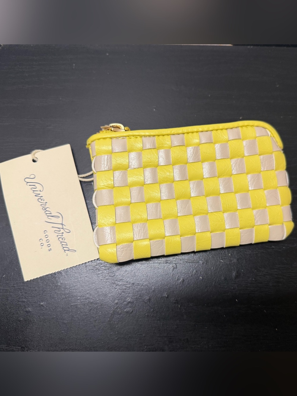 Universal Thread Yellow & Cream Woven Zip Wallet